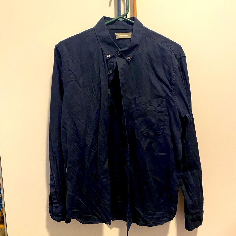 Everlane Men’s Linen Buttondown Medium Navy